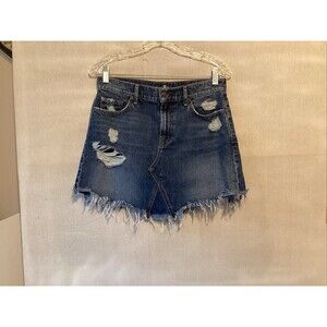 7 for all mankind women's jeans 27￼ distressed, Mini Skirt w/Scallop raw-hem